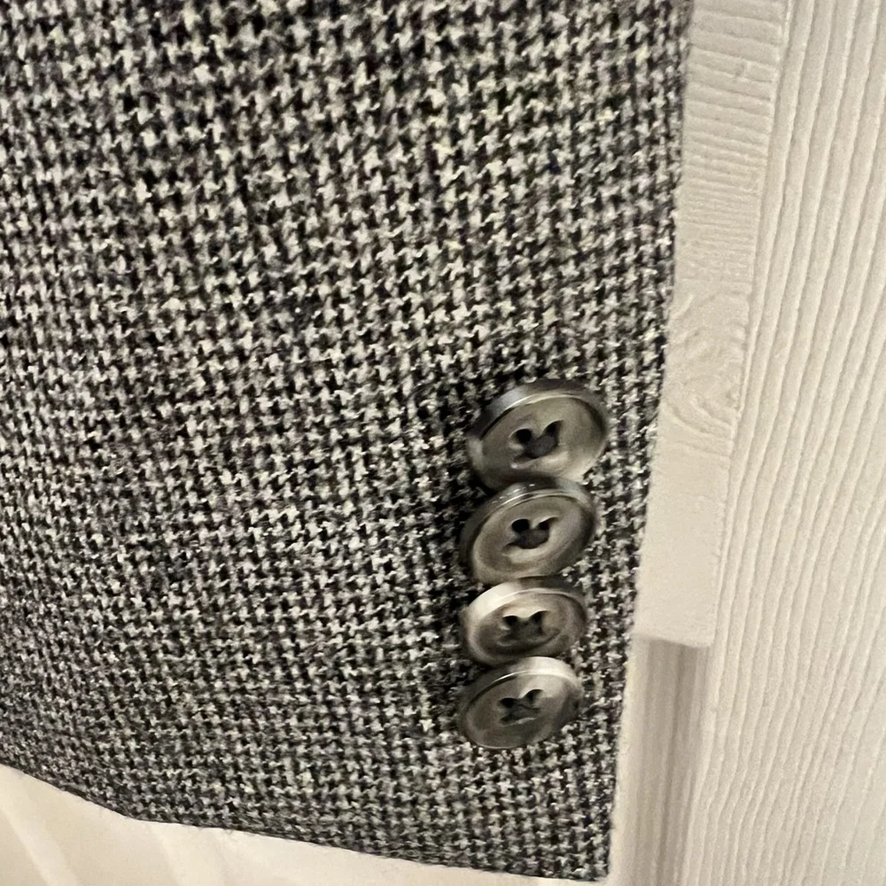 JOSEPH ABBOUD mens gray Houndstooth 100% WOOL sport coat suit jacket blazer 44 R